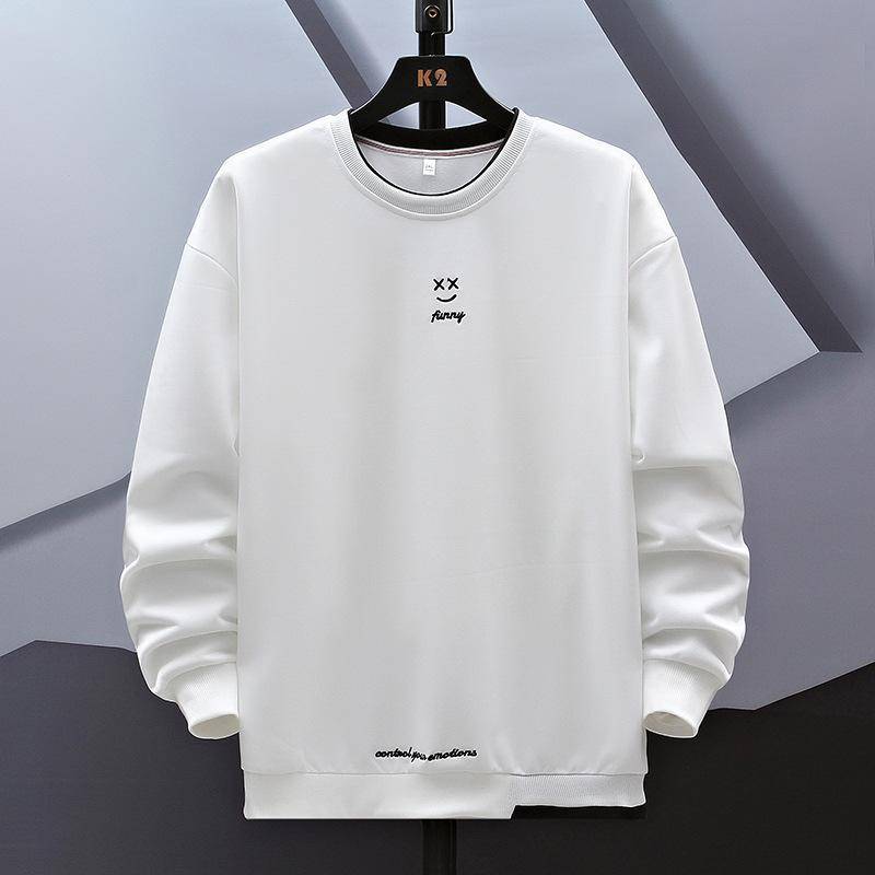 Gefälschte Zwei Stücke Gespleißt Pullover Herren Kleidung Koreanische Einfarbig Frühling Herbst Alle-spiel Casual Patch Designs Sweatshirts Neue tops 8XL weiß von Joom DACH