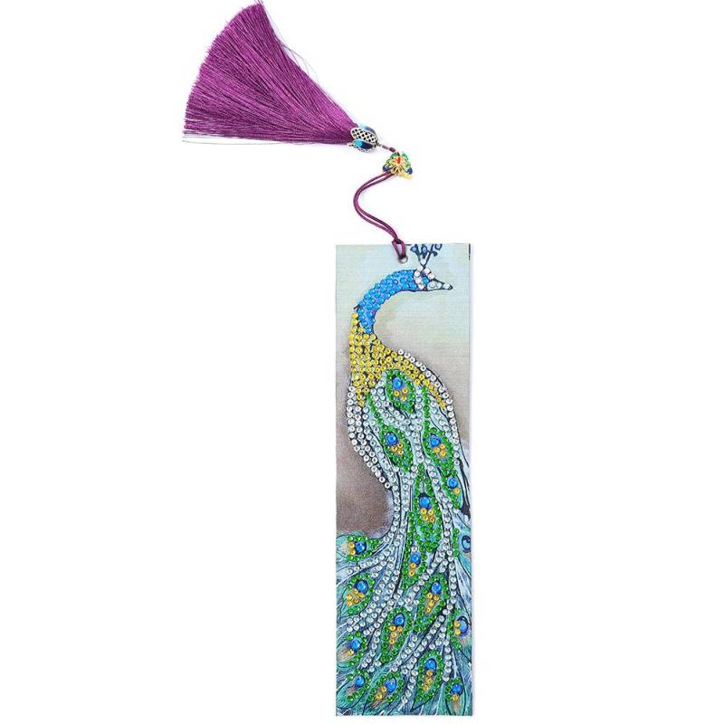 Geformtes Diamantmalerei Lesezeichen Pfauenmuster Quaste DIY Geschenk Buchdekoration von Joom DACH
