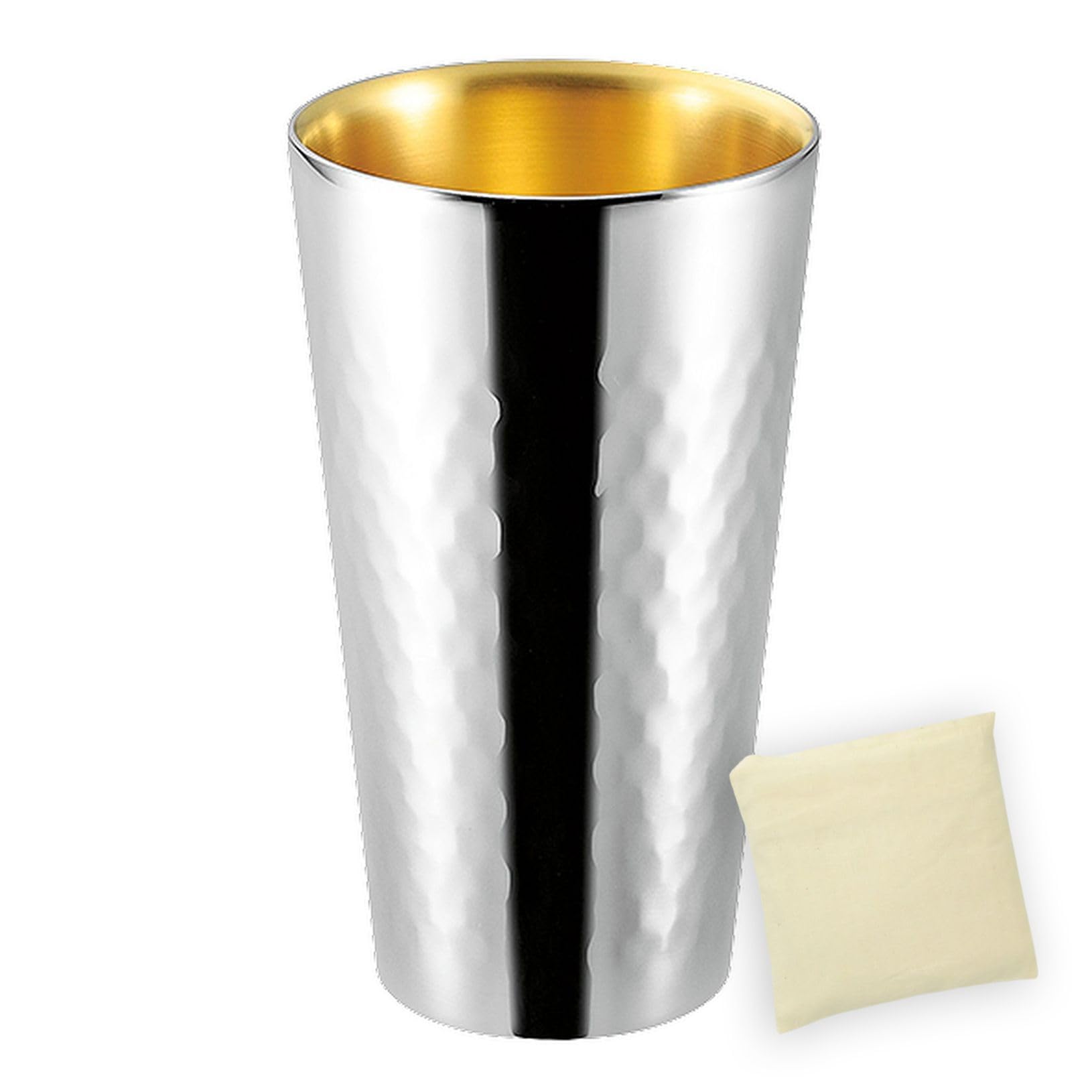 Gehämmerter doppelwandiger gerader Innenbecher Gold Hergestellt in Japan mit SimpleBag Hergestellt in J-kitchens Becher, Tasse, 250ml, 250ml, (Set Vietnam) von Joom DACH