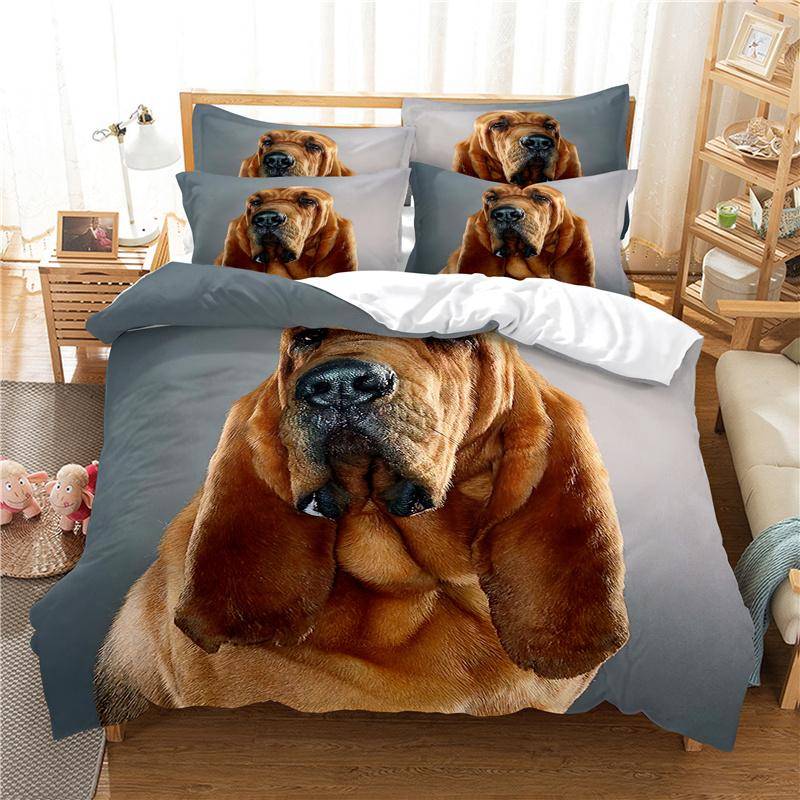Gelbe Wolle Haustier Hund Bettbezug Bettbezug Dackel Französische Hunde Steppdecke Für Teenager, Einzel-, Doppelbett Tagesdecke Set Komplett EU single(135x200cm) von Joom DACH