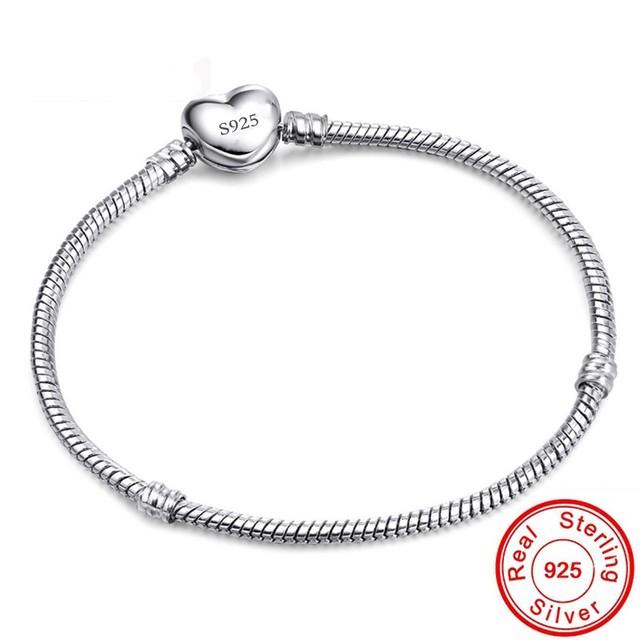 Geld verlieren Verkauf Original Handgemachte Armband Diy Schmuck 925 Sterling Silber Schlange Kette Armbänder Für Frauen Herz Verschluss Machen 16CM weiß von Joom DACH