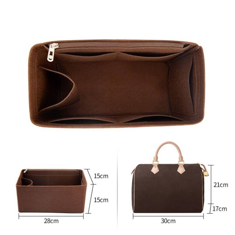 Geldbörse Reisetasche Zubehör Filz Einsatz Klappe Handtasche Iinen Lagerung Organizer Innentasche coffee-For Speedy 30 von Joom DACH