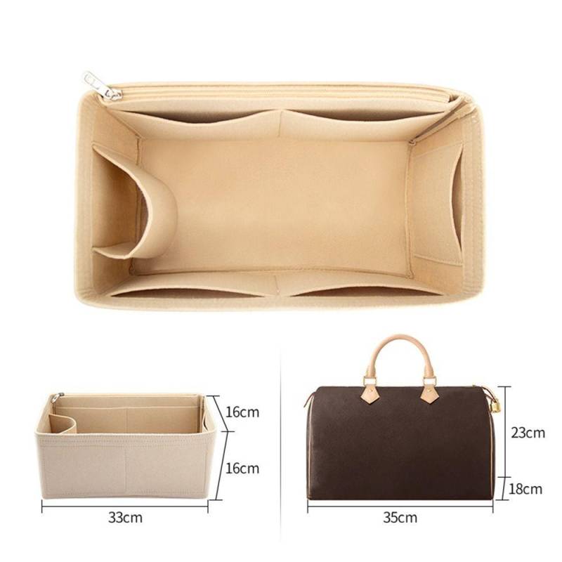 Geldbörse Reisetasche Zubehör Filz Einsatz Klappe Handtasche Iinen Lagerung Organizer Innentasche khaki-For Speedy 35 von Joom DACH