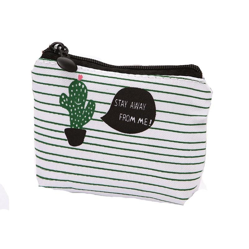 Geldbörse für Damen, Kaktus-Muster, Segeltuch, Kartenschlüssel, Mini-Geldbörse, kleiner Reißverschluss, Münzkartenhalter von Joom DACH