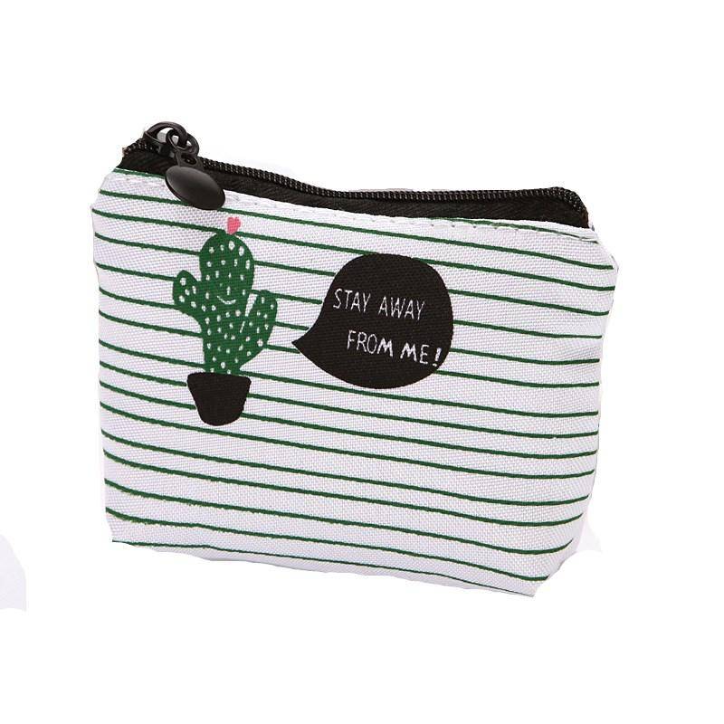 Geldbörse für Damen, Kaktus-Muster, Segeltuch, Kartenschlüssel, Mini-Geldbörse, kleiner Reißverschluss, Münzkartenhalter von Joom DACH
