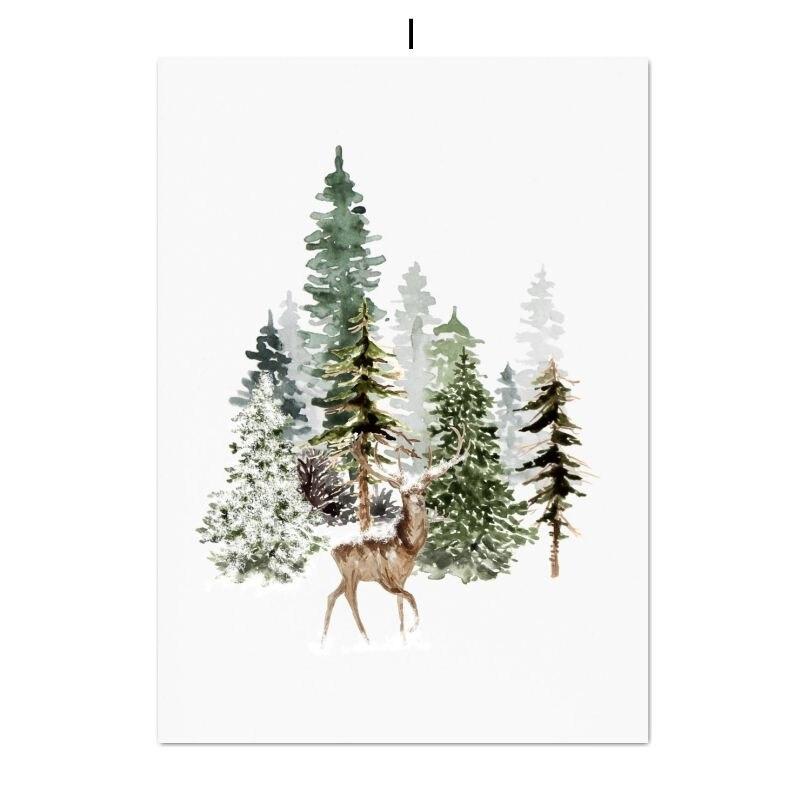Gemälde Wandkunst Weihnachten Bauernhaus Bilder Wald Hirsch Wald Poster und Drucke Winter Leinwand Gemälde Wohnkultur 40X50cm No Frame von Joom DACH
