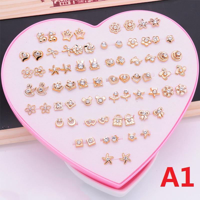Gemischte, sortierte Goldblumen-Kristall-Ohrringe für Babys, Kinder, Mädchen, Party-Geschenk-Schmuck mit Display-Box von Joom DACH