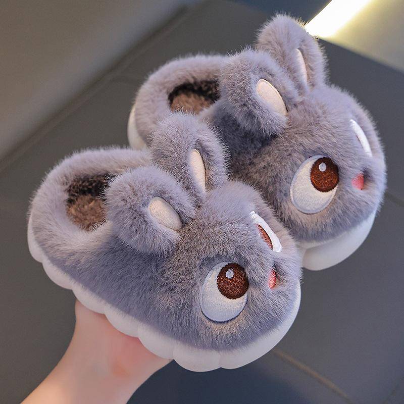 Gemütliche Winterhausschuhe mit Fleecefutter für Mädchen – süßes Cartoon-Design, Hausschuhe mit weicher Sohle und Kinderpantoffeln 24-25 von Joom DACH