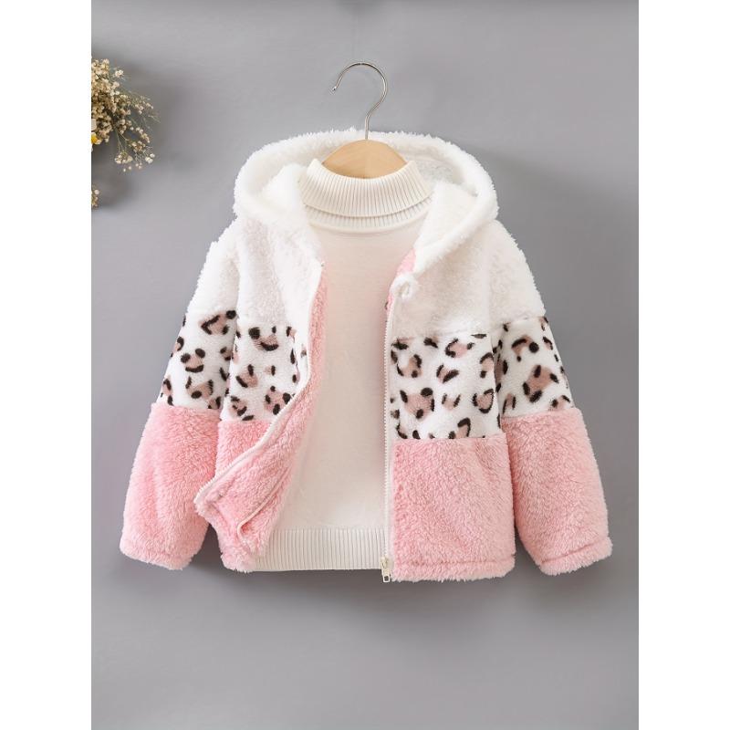 Gemütliche & Niedliche Mädchen Leopardendruck und Pink Fleecegefütterte Zip-Up Hoodie Jacke - Warm, Dicke Polyestermischung für Herbst/Winter, Lange Ärmel, Lässiger Stil 130 rosa von Joom DACH