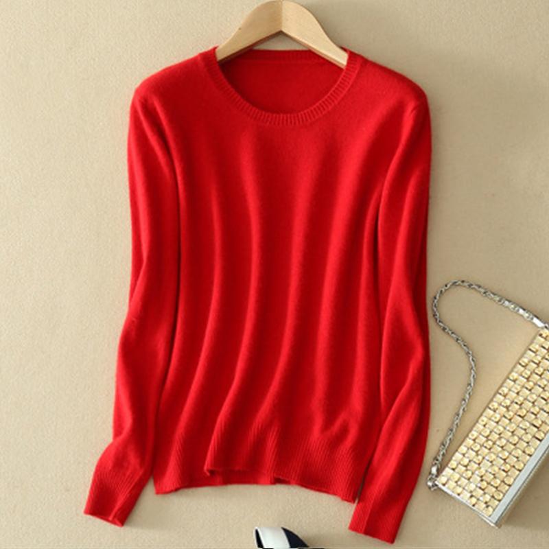 Gemütlicher Strickpullover für Damen, Rundhalsausschnitt, Fuzzy Slim Fit, rot-schwarzer Pullover XXXL rot von Joom DACH