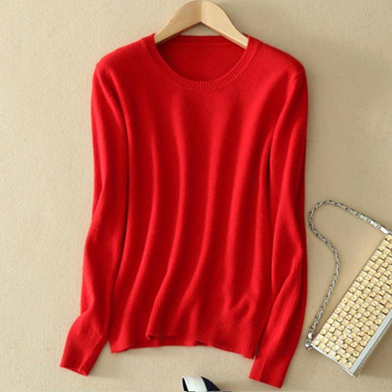 Gemütlicher Strickpullover für Damen, Rundhalsausschnitt, Fuzzy Slim Fit, rot-schwarzer Pullover XXXL rot von Joom DACH
