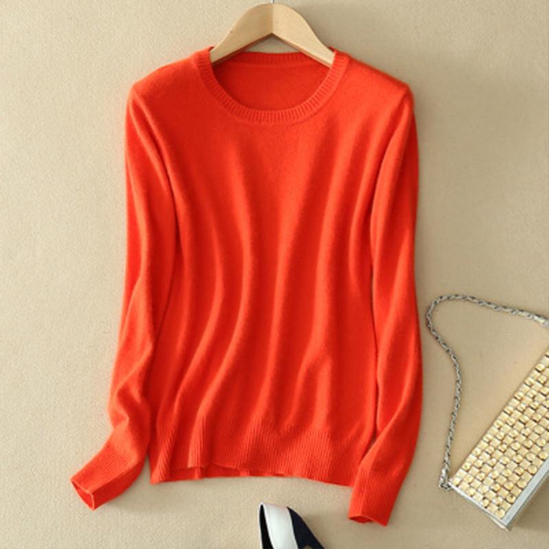 Gemütlicher Strickpullover für Damen, Rundhalsausschnitt, Fuzzy Slim Fit, rot-schwarzer Pullover XXXL orange von Joom DACH