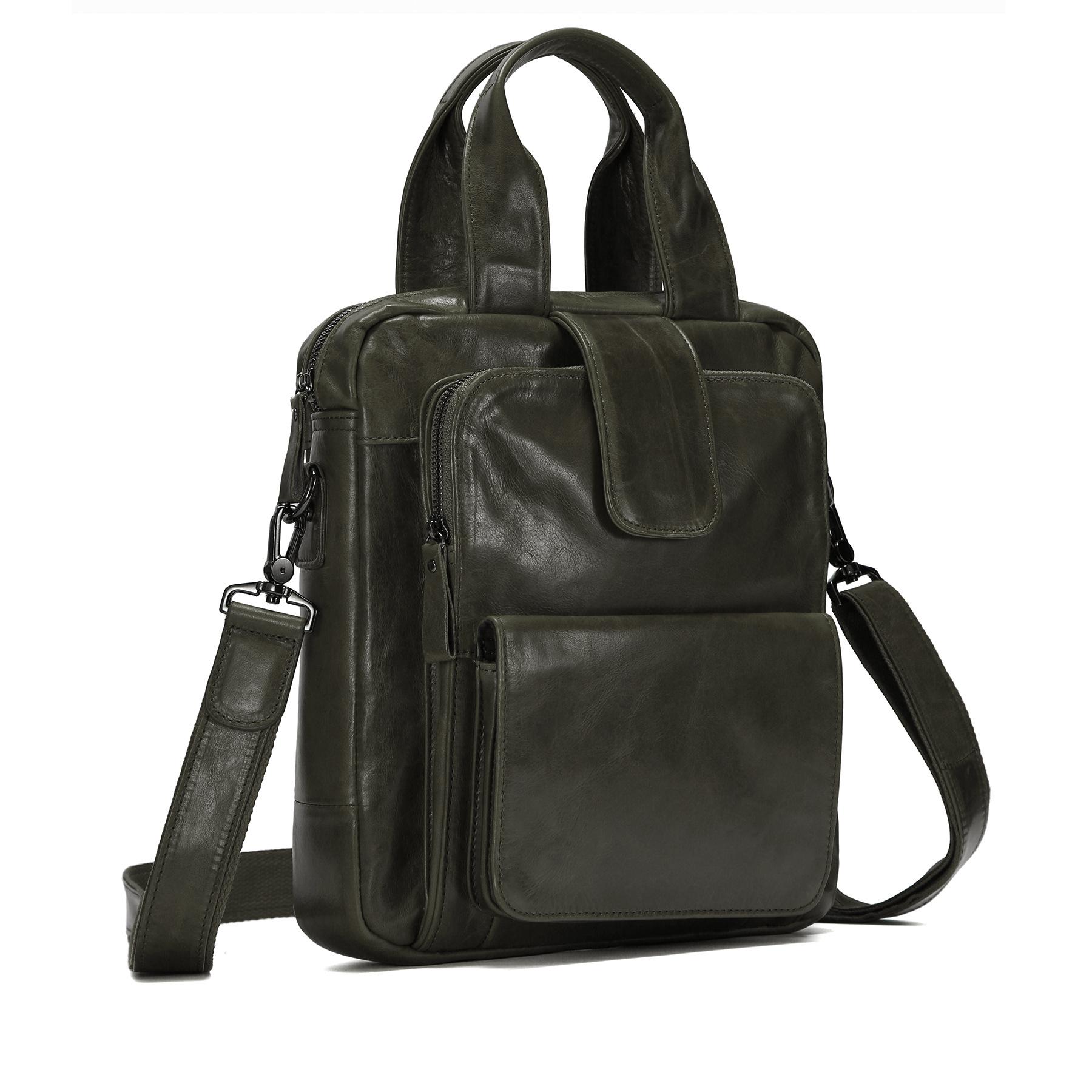 Echtleder Tasche Große Kapazität Multifunktionale Handtasche Vertikale Herren Umhängetasche braun von Joom DACH