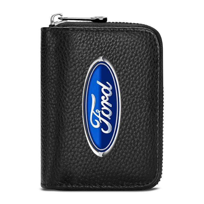 Echtes Leder Auto Führerschein Ausweis Personalausweis Reisepass Kartenetui Für Ford Fiesta Ranger Focus Kuga Mustang S-MAX Transit Mondeo Esco Mustang braun von Joom DACH