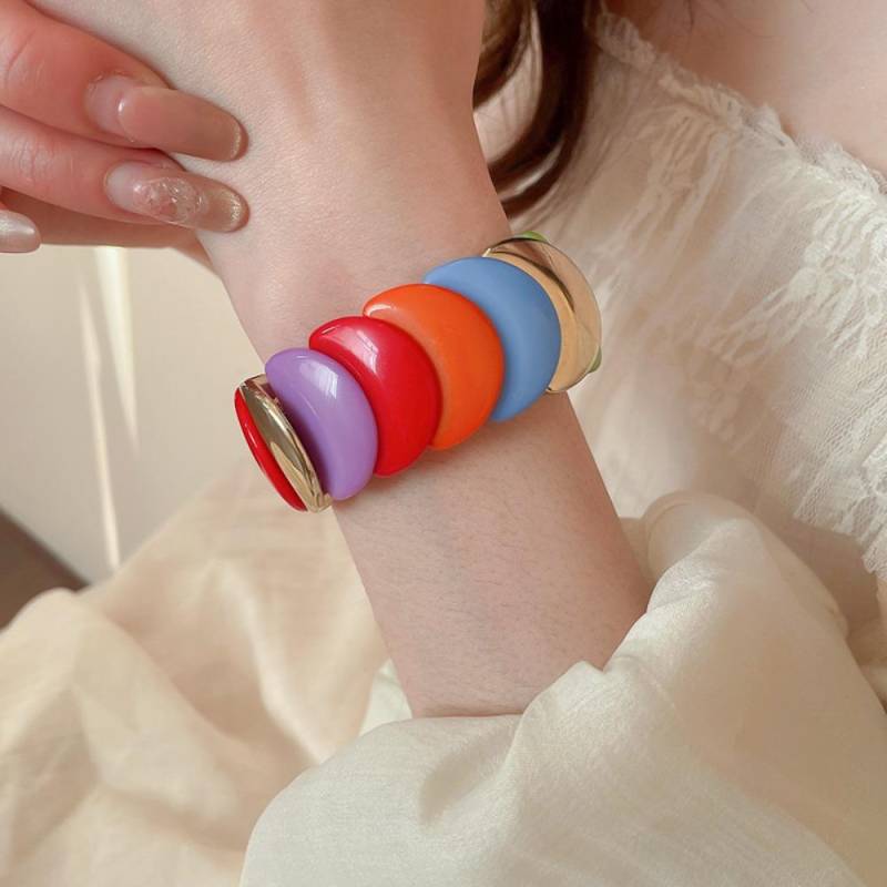 Geometrische Acryl Armreifen Böhmisch Retro Handring Temperament Klobige Armbänder Mädchen StyleA-Multicolor von Joom DACH
