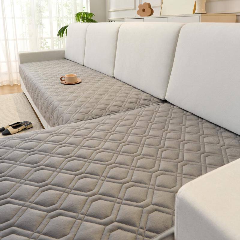 Geometrischer Weicher Sofa Sitzbezug L-Form Haustiere Kinder Sofa Überwurf Anti-Katzenkratzer Ecksofa Handtuch Universelles Sitzkissen 70x150cm dunkelgrau von Joom DACH