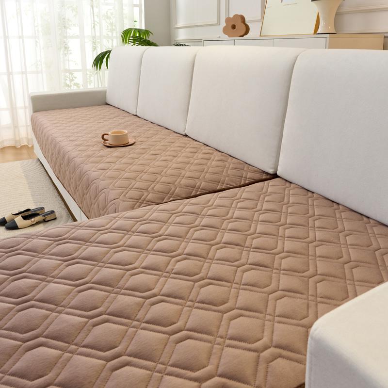 Geometrischer Weicher Sofa Sitzbezug L-Form Haustiere Kinder Sofa Überwurf Anti-Katzenkratzer Ecksofa Handtuch Universelles Sitzkissen 70x150cm braun von Joom DACH
