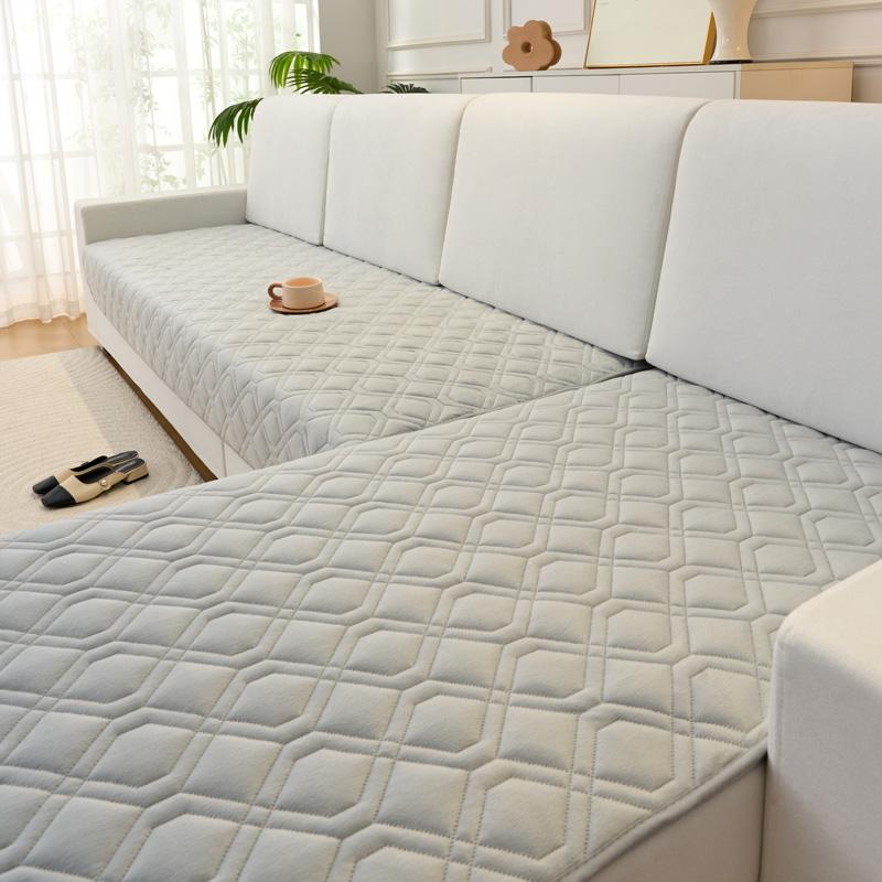 Geometrischer Weicher Sofa Sitzbezug L-Form Haustiere Kinder Sofa Überwurf Anti-Katzenkratzer Ecksofa Handtuch Universelles Sitzkissen 70x180cm licht grau von Joom DACH