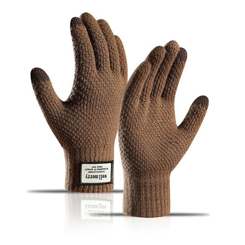 Gepolsterte, dicke Jacquard-Touchscreen-Handschuhe für Herren im Herbst und Winter khaki von Joom DACH