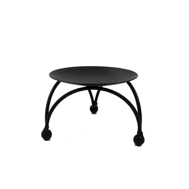 Geschenk Heimdekoration Hochzeitsornament Schwarz Gold Kerzenhalter Schmiedeeisen Handwerk Kandelaber Runde Platte Kerzenständer schwarz von Joom DACH