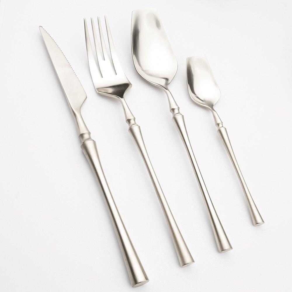 Geschirr 18/10 Rotgold Edelstahl Western Tableware Steak Esslöffel Set Messer und Gabel Set Haushalt Gabel Teelöffel 6set / 24pcs silber von Joom DACH