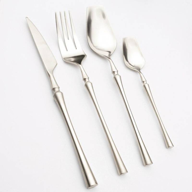 Geschirr 18/10 Rotgold Edelstahl Western Tableware Steak Esslöffel Set Messer und Gabel Set Haushalt Gabel Teelöffel 6set / 24pcs silber von Joom DACH