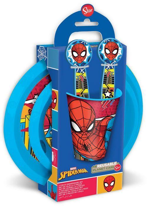 Geschirrset - Marvel - Spiderman - 5 Teile - Recycelbarer Kunststoff - Kinder rot von Joom DACH