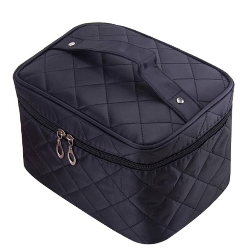 Gesteppte Kosmetiktasche 2021 weibliche professionelle Kosmetiktasche Damen große Kapazität Aufbewahrungshandtasche Reise-Kultur-Make-up-Tasche ML1 schwarz von Joom DACH