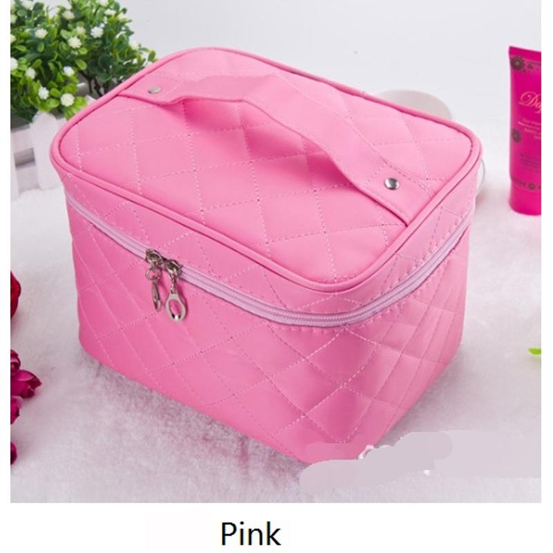 Gesteppte Kosmetiktasche 2021 weibliche professionelle Kosmetiktasche Damen große Kapazität Aufbewahrungshandtasche Reise-Kultur-Make-up-Tasche ML1 rosa von Joom DACH