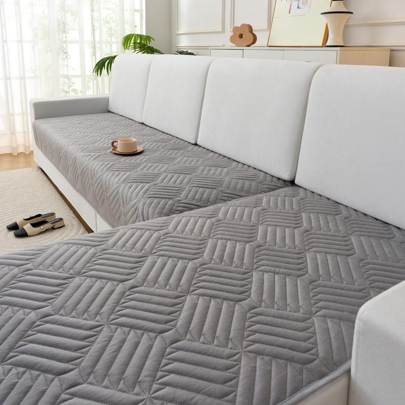 Gestreifte Samt Sofamatte Handtuch L-Form Haustiere Kinder Sofakissen Haustiere Kinder Einfarbig Rutschfester Sofabezug Heim Funda Sofa 70x150cm dunkelgrau von Joom DACH