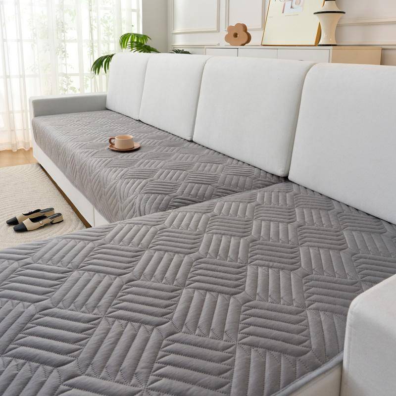 Gestreifte Samt Sofamatte Handtuch L-Form Haustiere Kinder Sofakissen Haustiere Kinder Einfarbig Rutschfester Sofabezug Heim Funda Sofa 70x150cm dunkelgrau von Joom DACH