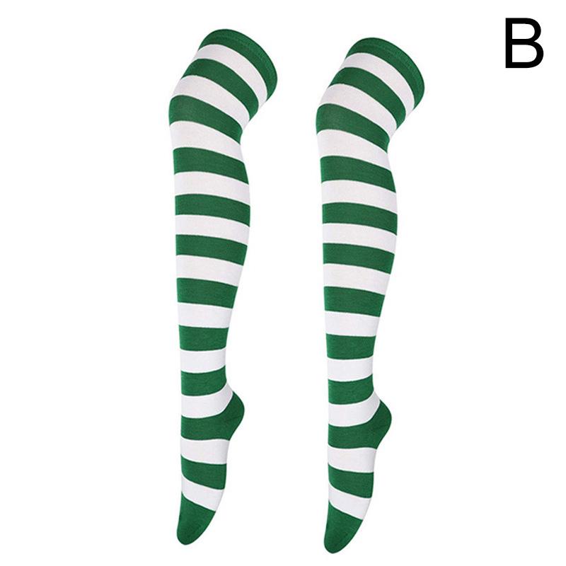 Gestreifte oberschenkelhohe Overknee-Hohe Socken für Frauen, lange Strümpfe, süße Kawaii-Baumwolle, gestrickt, hohe Beinwärmer-Socke von Joom DACH