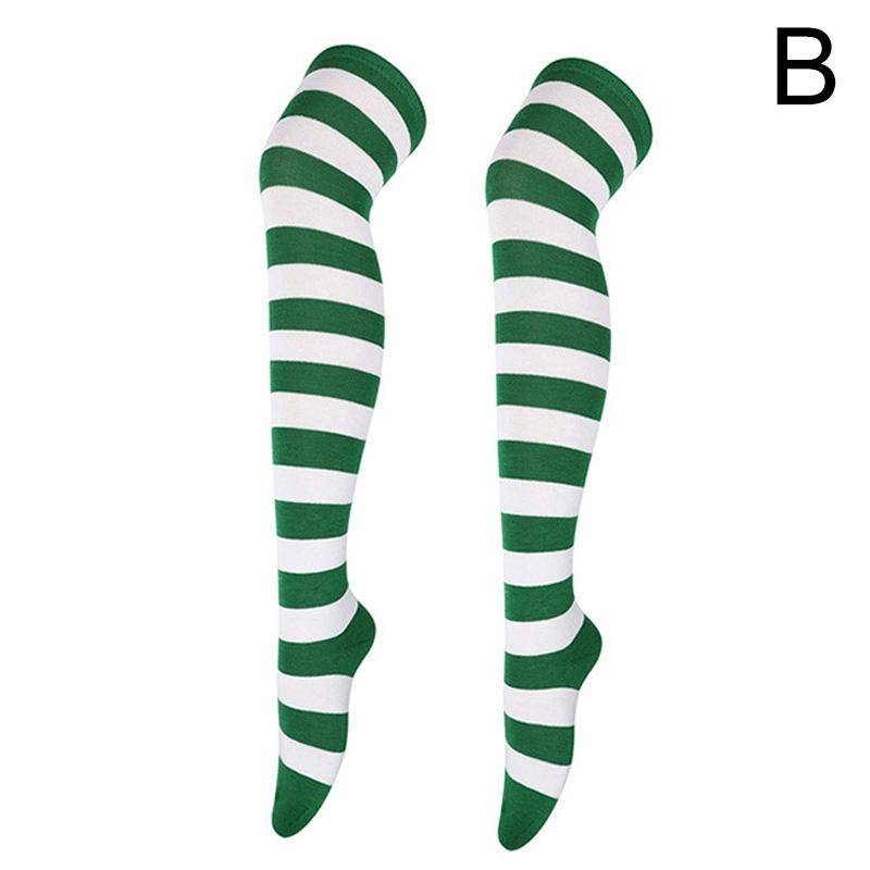 Gestreifte oberschenkelhohe Overknee-Hohe Socken für Frauen, lange Strümpfe, süße Kawaii-Baumwolle, gestrickt, hohe Beinwärmer-Socke von Joom DACH