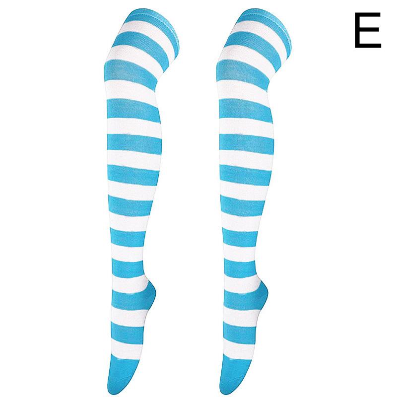 Gestreifte oberschenkelhohe Overknee-Hohe Socken für Frauen, lange Strümpfe, süße Kawaii-Baumwolle, gestrickt, hohe Beinwärmer-Socke von Joom DACH