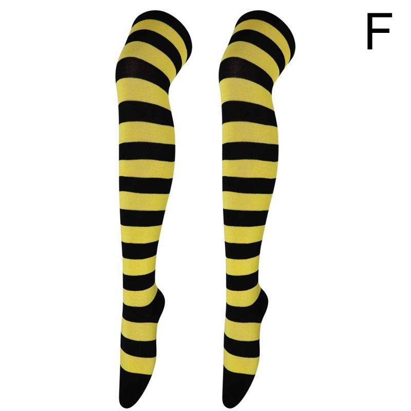 Gestreifte oberschenkelhohe Overknee-Hohe Socken für Frauen, lange Strümpfe, süße Kawaii-Baumwolle, gestrickt, hohe Beinwärmer-Socke von Joom DACH