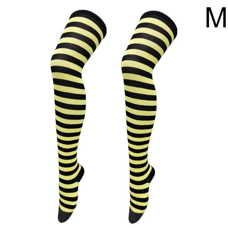 Gestreifte oberschenkelhohe Overknee-Hohe Socken für Frauen, lange Strümpfe, süße Kawaii-Baumwolle, gestrickt, hohe Beinwärmer-Socke von Joom DACH