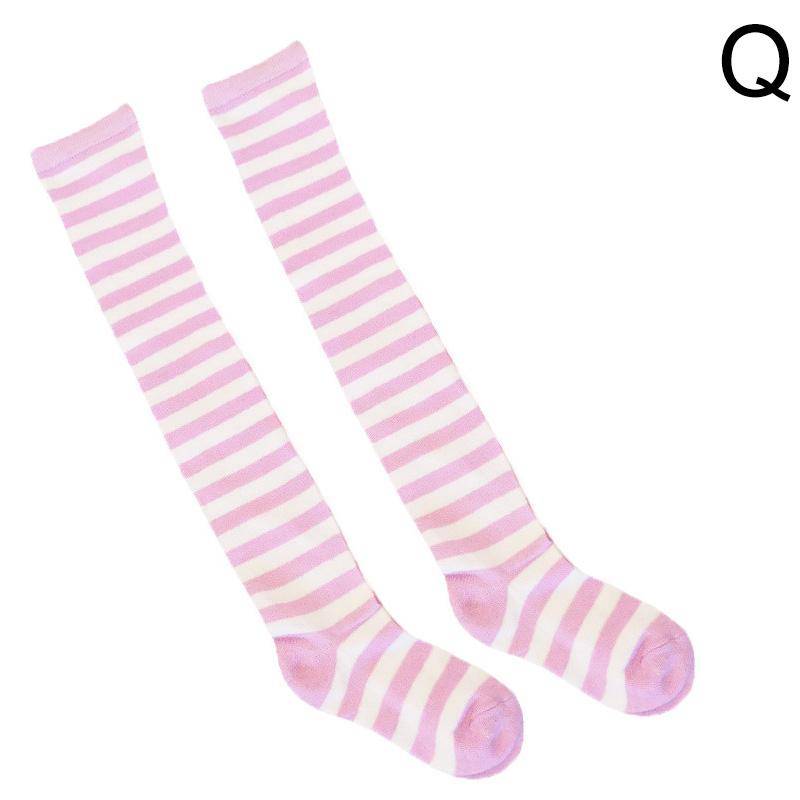 Gestreifte oberschenkelhohe Overknee-Hohe Socken für Frauen, lange Strümpfe, süße Kawaii-Baumwolle, gestrickt, hohe Beinwärmer-Socke von Joom DACH