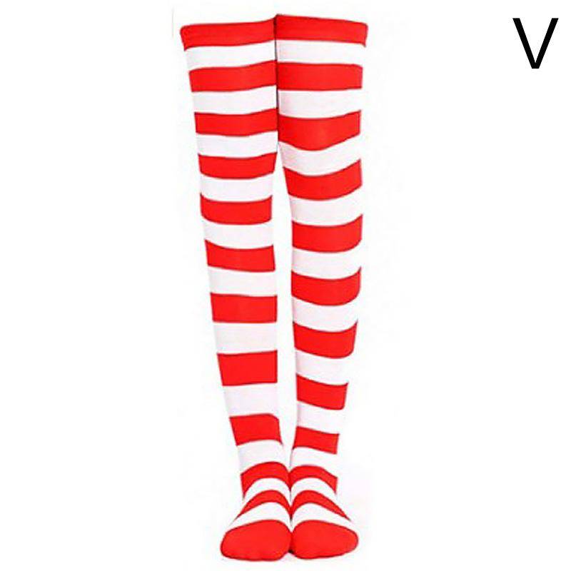 Gestreifte oberschenkelhohe Overknee-Hohe Socken für Frauen, lange Strümpfe, süße Kawaii-Baumwolle, gestrickt, hohe Beinwärmer-Socke von Joom DACH