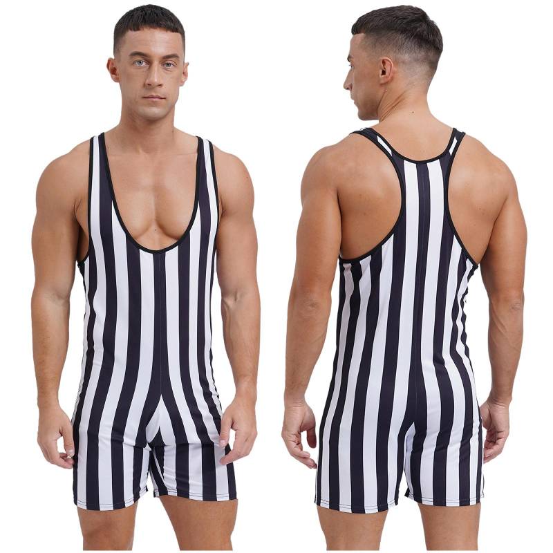 Gestreifter Ringer-Unterhemd für Herren, Boxer-Body, Gewichtheben, dehnbarer Trikot-Shapewear S schwarz Gestreifter Ringer-Unterhemd für Herren, Boxer-Body, Gewichtheben, dehnbarer Trikot-Shapewear S schwarz von Joom DACH