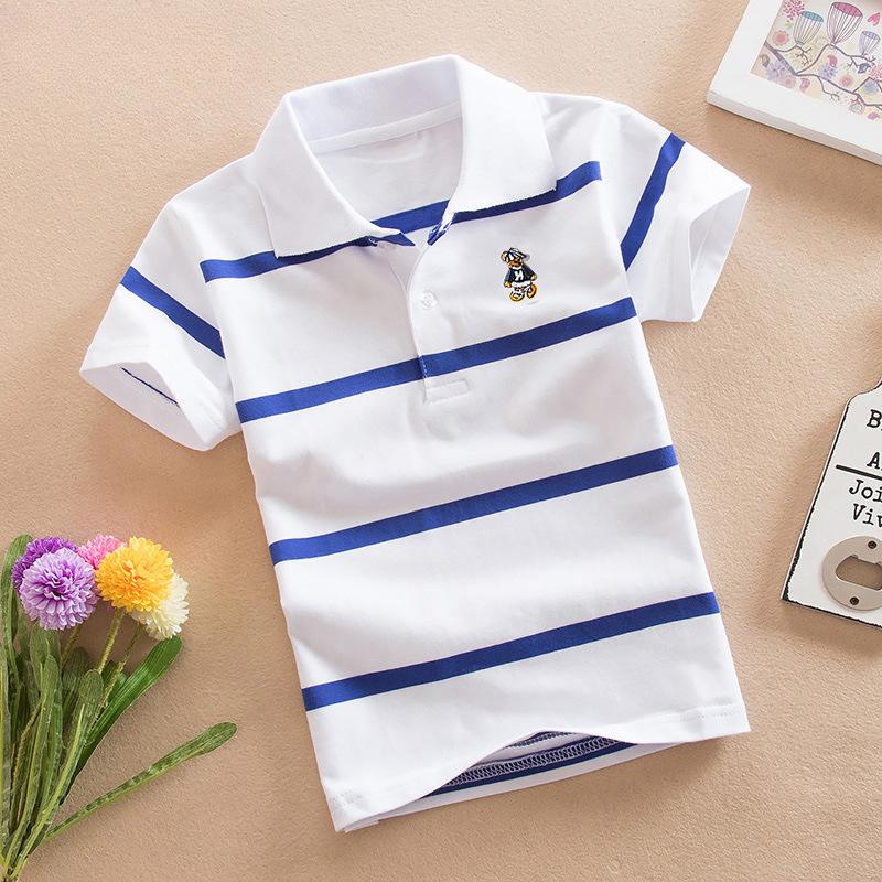 Gestreiftes, lässiges, kurzärmeliges Baumwoll-T-Shirt für Kinder im koreanischen Stil für Jungen und Mädchen, Unterhemd für Babys und Kinder 100cm von Joom DACH