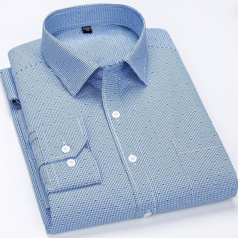 Gestreiftes Herrenhemd, langärmelig, normale Passform, klassisches Herren-Freizeithemd mit Vordertasche 42 von Joom DACH