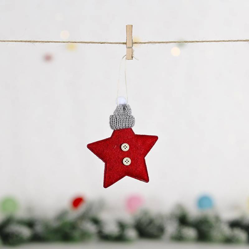 Gestrickte Mütze Fünfzackiger Stern Anhänger Kreativ Neu Rot Baum Weihnachten Filzanhänger Kinder DIY Handgemacht Filz Weihnachtsdekoration rot von Joom DACH