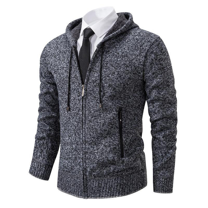 Gestrickte Pullover für Herren im Herbst und Winter Neue trendige Samtverdickte Herren-Cardigan-Pullover Lockere lässige Kapuzenjacken für Herren 3XL von Joom DACH