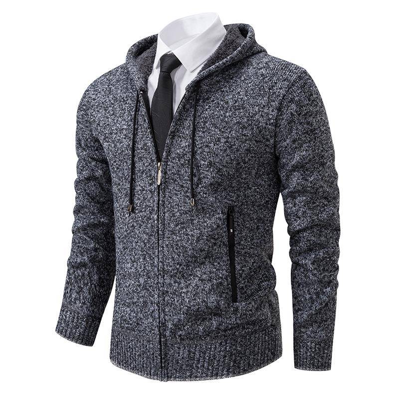 Gestrickte Pullover für Herren im Herbst und Winter Neue trendige Samtverdickte Herren-Cardigan-Pullover Lockere lässige Kapuzenjacken für Herren 3XL von Joom DACH