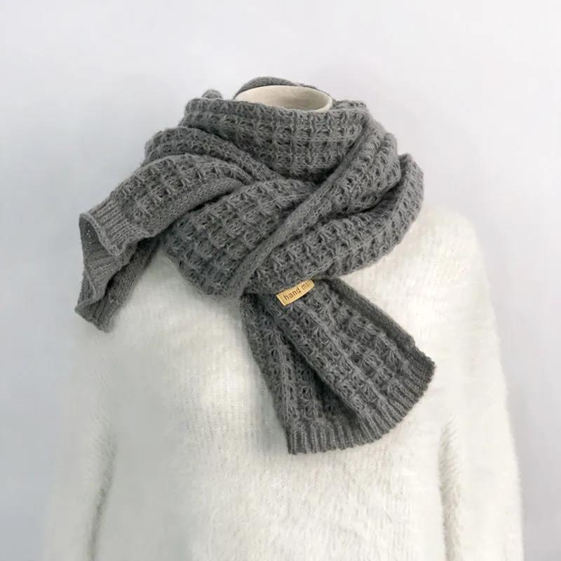 Gestrickter Schal für Herren, reiner Wollschal, dick, warm, lang, gestrickter Schal, Lätzchen grau von Joom DACH