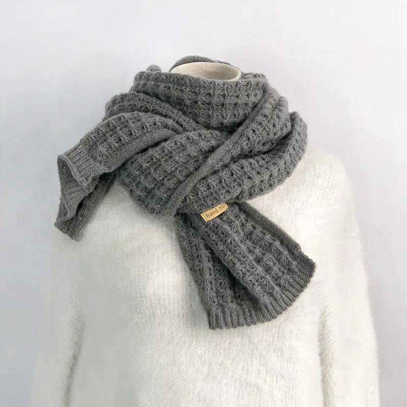 Gestrickter Schal für Herren, reiner Wollschal, dick, warm, lang, gestrickter Schal, Lätzchen grau von Joom DACH