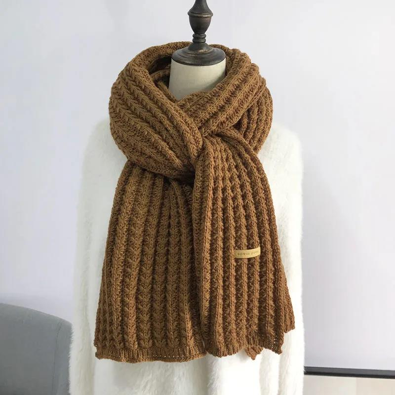 Gestrickter Schal für Herren, reiner Wollschal, dick, warm, lang, gestrickter Schal, Lätzchen kaffeebraun von Joom DACH