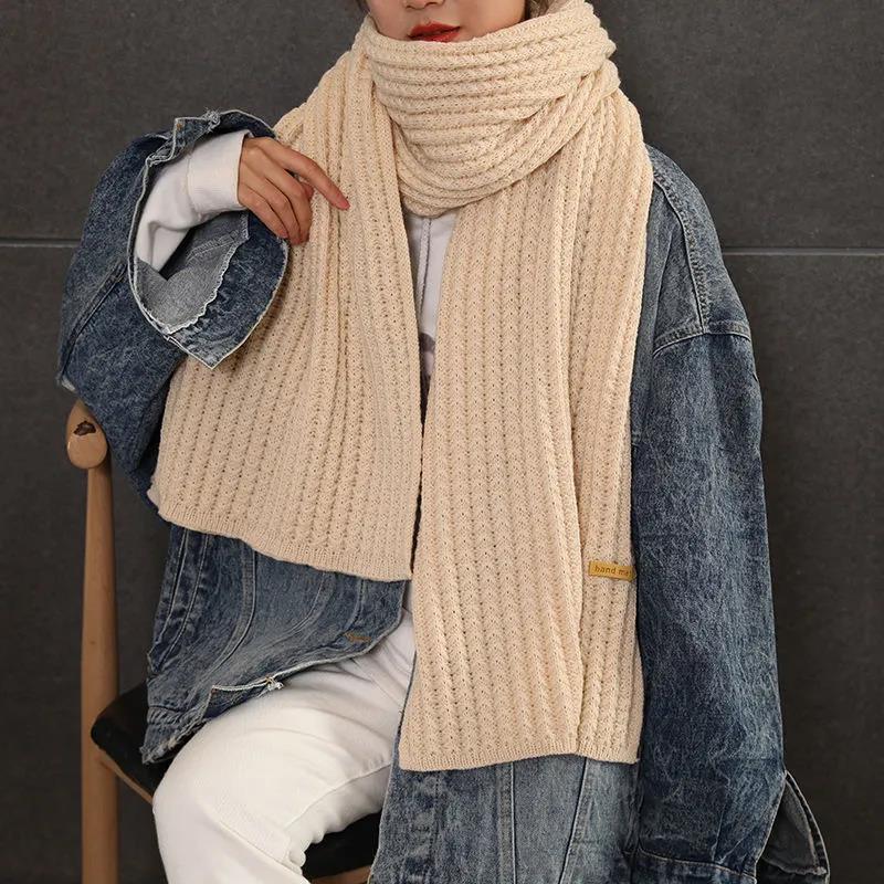 Gestrickter Schal für Herren, reiner Wollschal, dick, warm, lang, gestrickter Schal, Lätzchen beige von Joom DACH