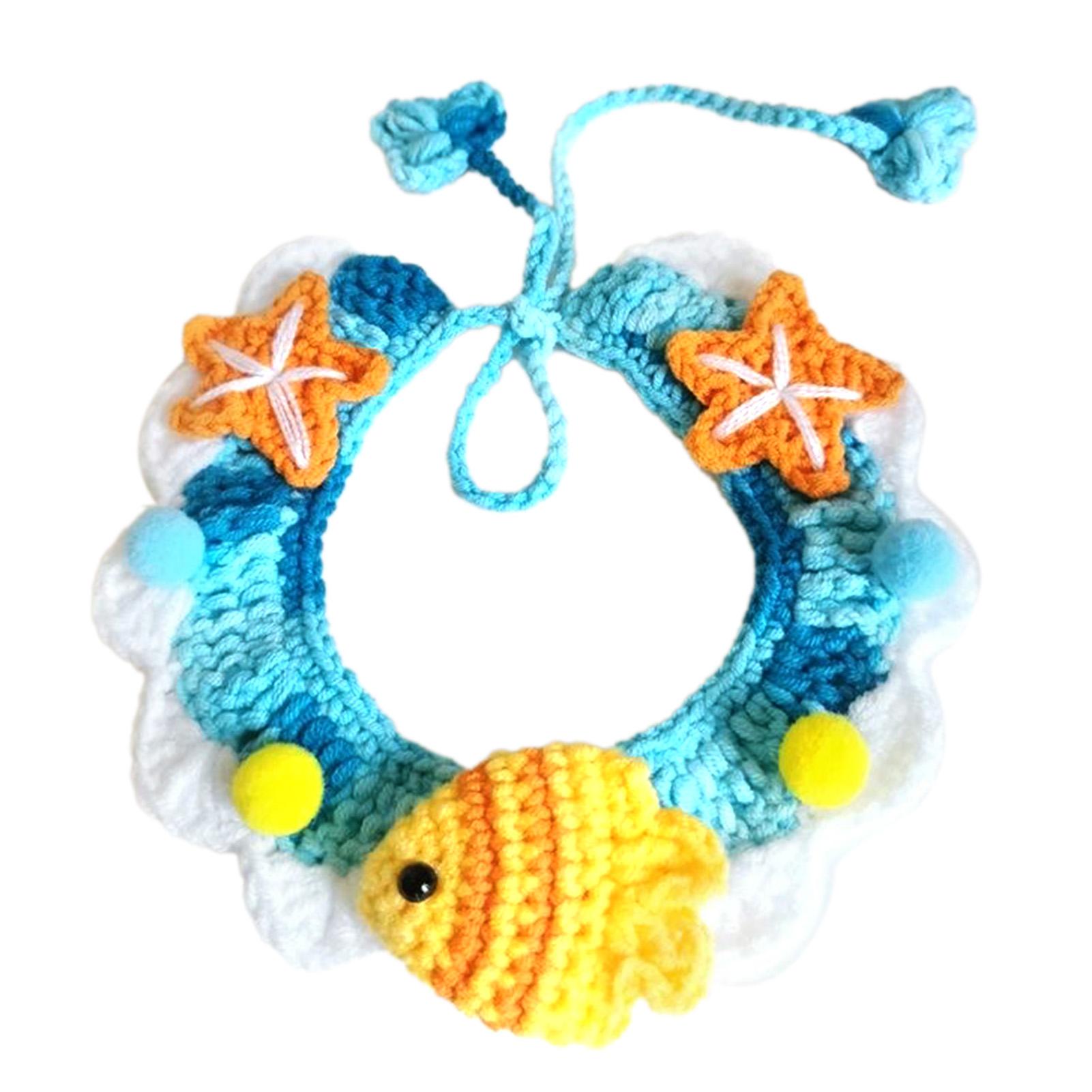 Gestricktes Haustierhalsband Handgewebt Atmungsaktiv Bequem Stilvoll Gestricktes Katzen-Lätzchen-Halsband mit Verstellbar M, 25cm/9.8in von Joom DACH