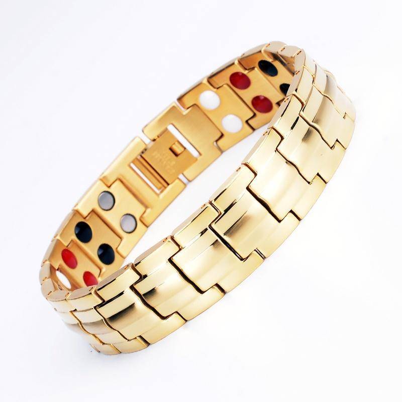 Gesundheit Energie Armband Männer Schwarz Arthritis Bio Magnet Therapie Edelstahl Armbänder Armreif Schmuck gold von Joom DACH